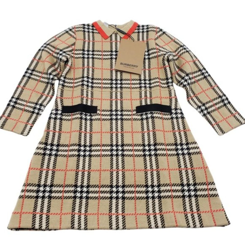 Burberry Vintage Check Jacquard Wool Dress Kids - Picture 2 of 15